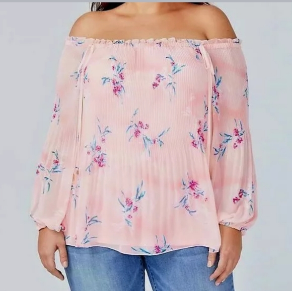 Lane Bryant Tops - Lane Bryant Pleated Organza Romantic Blouse